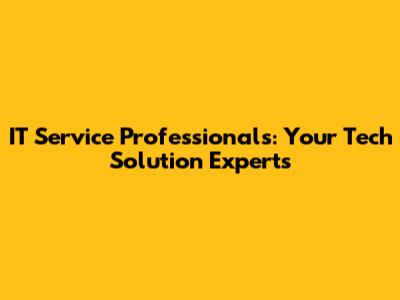 IT Service Professionals: Your Tech Solution Experts