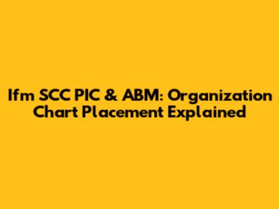 Ifm SCC PIC & ABM: Organization Chart Placement Explained