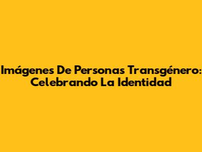 Imágenes De Personas Transgénero: Celebrando La Identidad
