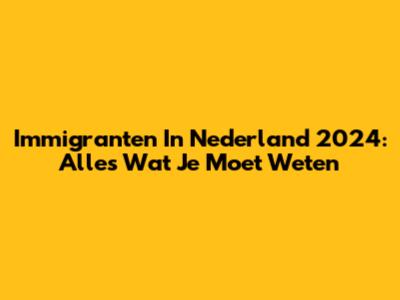 Immigranten In Nederland 2024: Alles Wat Je Moet Weten