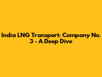 India LNG Transport: Company No. 3 - A Deep Dive