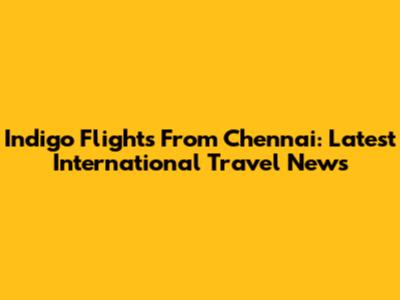 Indigo Flights From Chennai: Latest International Travel News