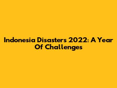 Indonesia Disasters 2022: A Year Of Challenges