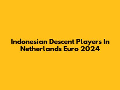 Indonesian Descent Players In Netherlands Euro 2024