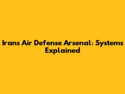 Iran's Air Defense Arsenal: Systems Explained