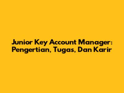 Junior Key Account Manager: Pengertian, Tugas, Dan Karir