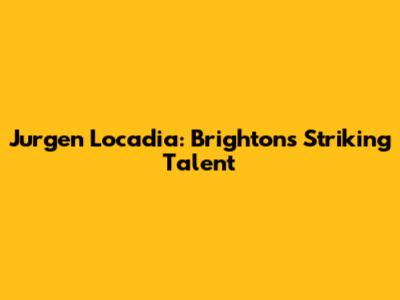 Jurgen Locadia: Brighton's Striking Talent