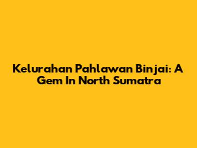 Kelurahan Pahlawan Binjai: A Gem In North Sumatra