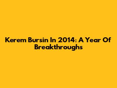Kerem Bursin In 2014: A Year Of Breakthroughs