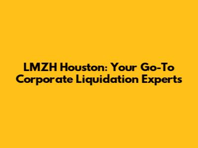 LMZH Houston: Your Go-To Corporate Liquidation Experts