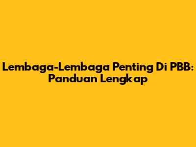 Lembaga-Lembaga Penting Di PBB: Panduan Lengkap