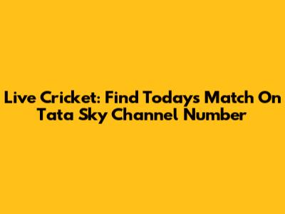 Live Cricket: Find Today's Match On Tata Sky Channel Number