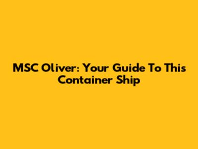 MSC Oliver: Your Guide To This Container Ship