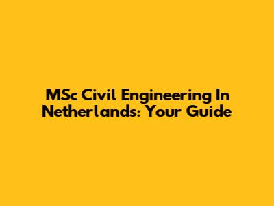 MSc Civil Engineering In Netherlands: Your Guide