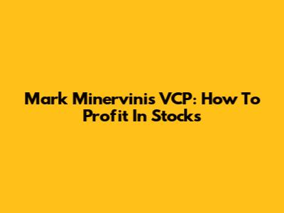Mark Minervini's VCP: How To Profit In Stocks