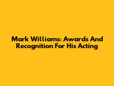 Mark Williams: Awards And Recognition For His Acting