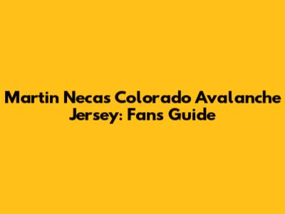 Martin Necas Colorado Avalanche Jersey: Fan's Guide