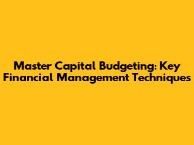 Master Capital Budgeting: Key Financial Management Techniques