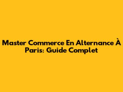 Master Commerce En Alternance À Paris: Guide Complet