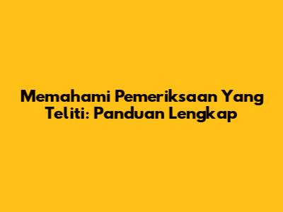 Memahami Pemeriksaan Yang Teliti: Panduan Lengkap