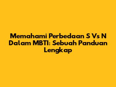 Memahami Perbedaan S Vs N Dalam MBTI: Sebuah Panduan Lengkap