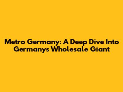 Metro Germany: A Deep Dive Into Germany's Wholesale Giant