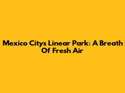 Mexico City's Linear Park: A Breath Of Fresh Air