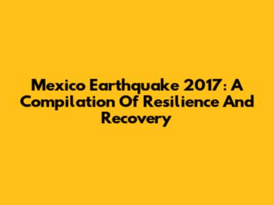 Mexico Earthquake 2017: A Compilation Of Resilience And Recovery