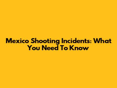 Mexico Shooting Incidents: What You Need To Know
