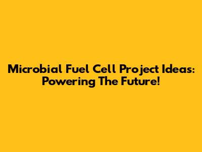 Microbial Fuel Cell Project Ideas: Powering The Future!