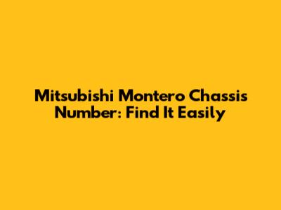Mitsubishi Montero Chassis Number: Find It Easily