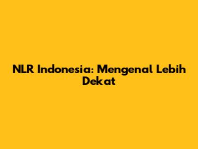 NLR Indonesia: Mengenal Lebih Dekat