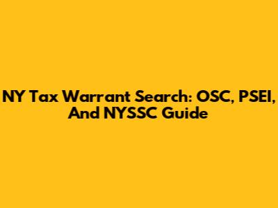 NY Tax Warrant Search: OSC, PSEI, And NYSSC Guide
