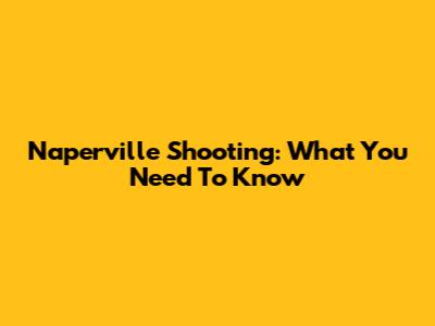 Naperville Shooting: What You Need To Know