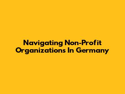 Navigating Non-Profit Organizations In Germany