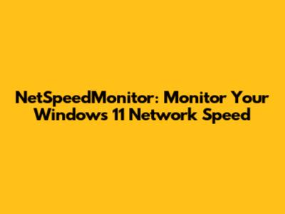 NetSpeedMonitor: Monitor Your Windows 11 Network Speed