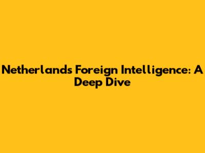 Netherlands Foreign Intelligence: A Deep Dive