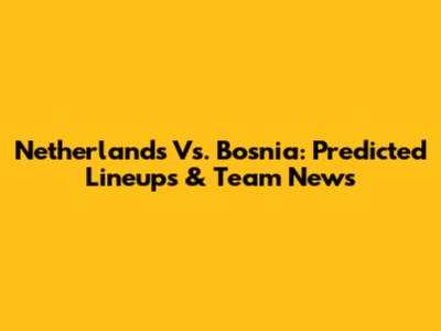Netherlands Vs. Bosnia: Predicted Lineups & Team News