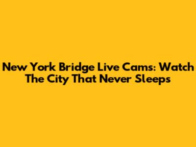 New York Bridge Live Cams: Watch The City That Never Sleeps