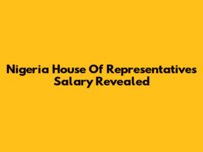 Nigeria House Of Representatives Salary Revealed