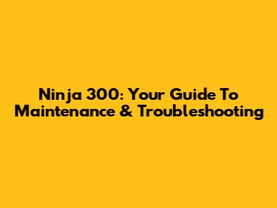 Ninja 300: Your Guide To Maintenance & Troubleshooting