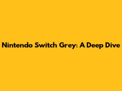 Nintendo Switch Grey: A Deep Dive