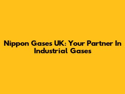 Nippon Gases UK: Your Partner In Industrial Gases