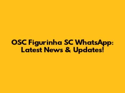OSC Figurinha SC WhatsApp: Latest News & Updates!