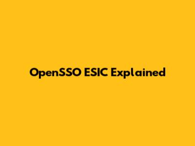 OpenSSO ESIC Explained