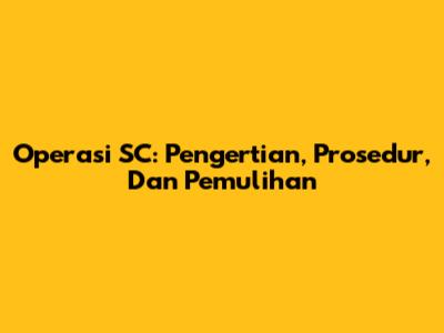 Operasi SC: Pengertian, Prosedur, Dan Pemulihan
