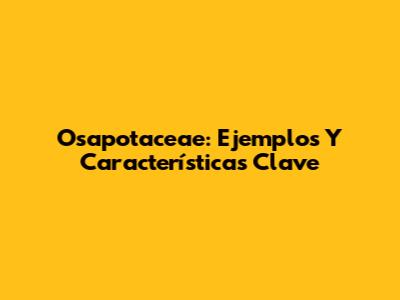 Osapotaceae: Ejemplos Y Características Clave