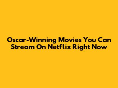 Oscar-Winning Movies You Can Stream On Netflix Right Now