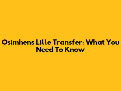 Osimhen's Lille Transfer: What You Need To Know