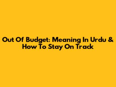 Out Of Budget: Meaning In Urdu & How To Stay On Track